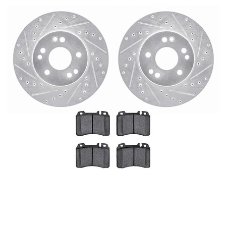 DYNAMIC FRICTION CO 7602-63024, Rotors-Drilled and Slotted-Silver with 5000 Euro Ceramic Brake Pads, Zinc Coated 7602-63024